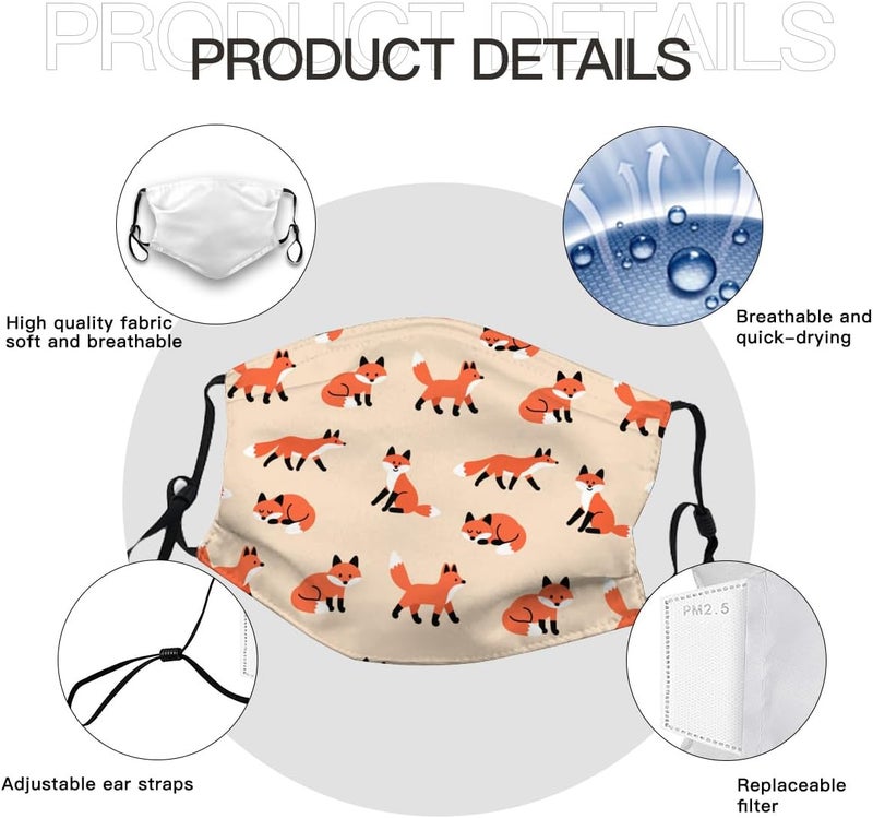 Beubebim Cute Dolphins Wave Face Mask Adult Washable Reusable Pleated Anti Dust Mask with 2 Filter for Women Men Decorative - Image 3